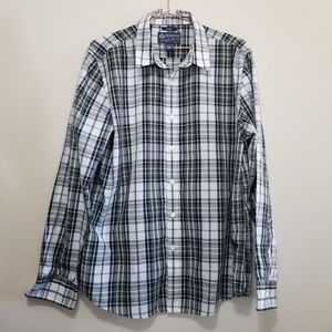 American rag button up, plaid dress shirt (h)